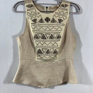 Rachel Roy Women's Sleeveless Embellished Peplum Blouse Size: 4